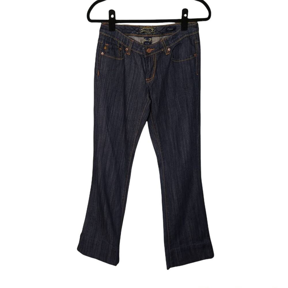 SEVEN7 Womens Jeans Size 26 Dark Denim Wash Flare Leg Cotton Spandex ALTERED‎